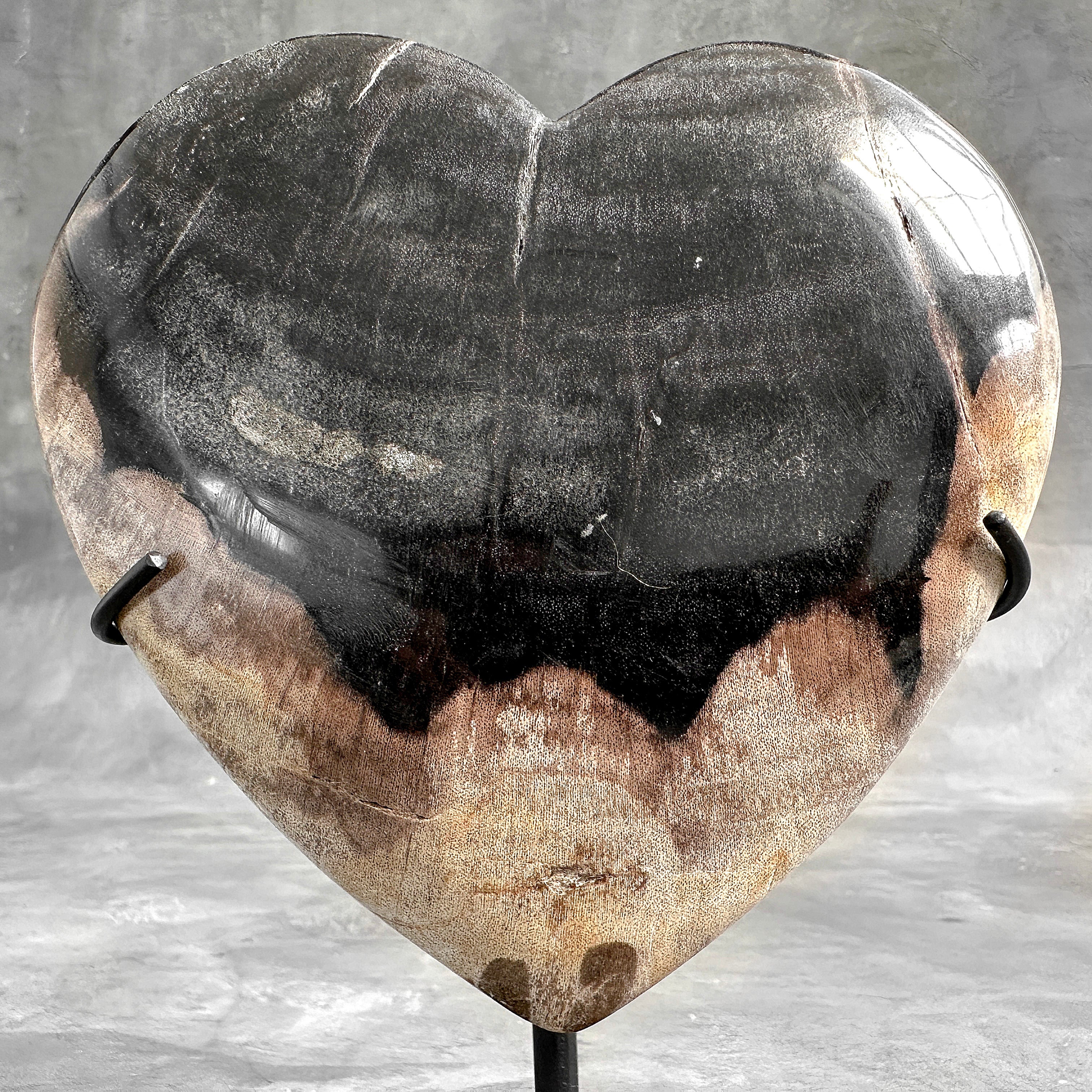 Wonderful Petrified Wood Heart-Shaped on a Custom Stand PWH/23/553