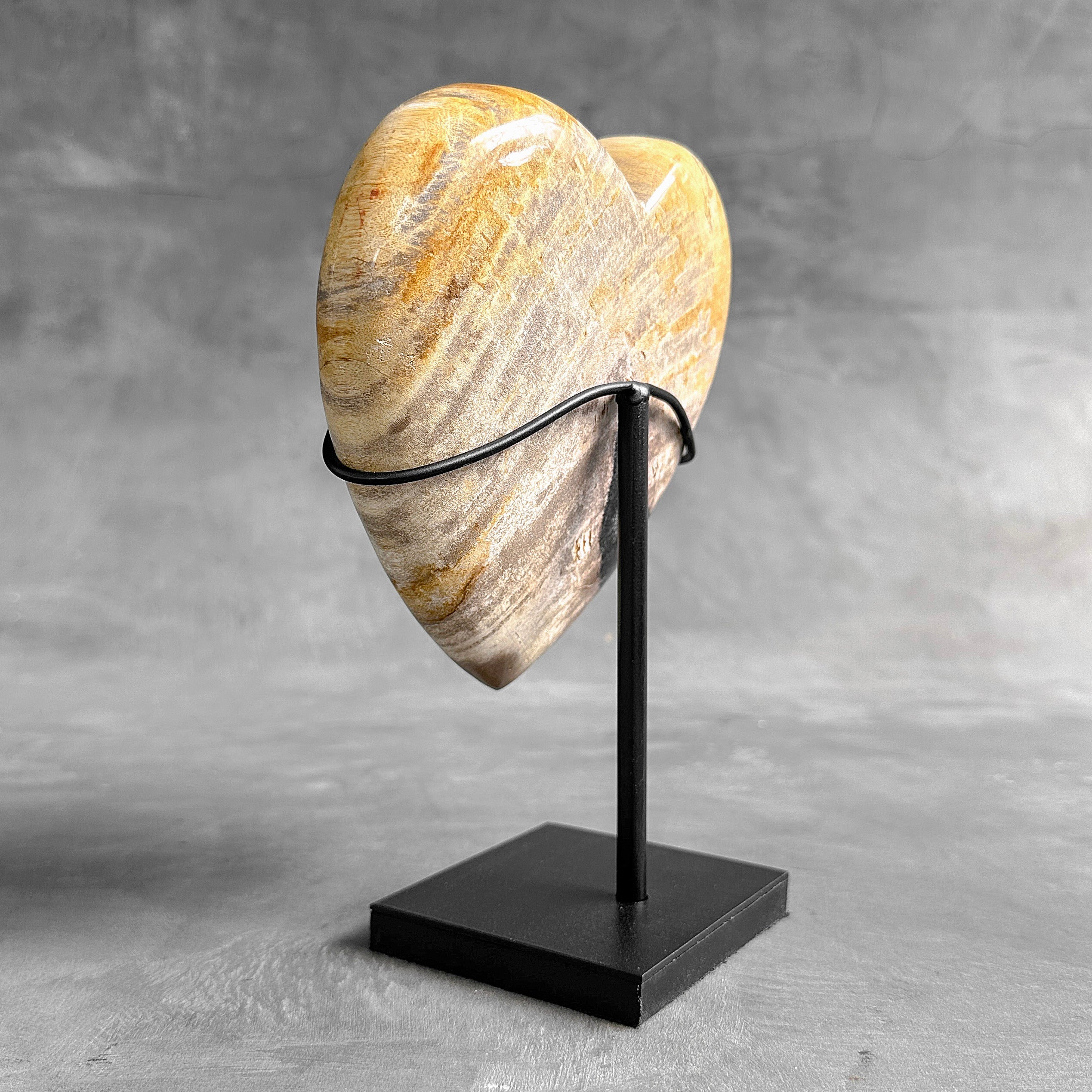 Wonderful Petrified Wood Heart-Shaped on a Custom Stand PWH/23/552