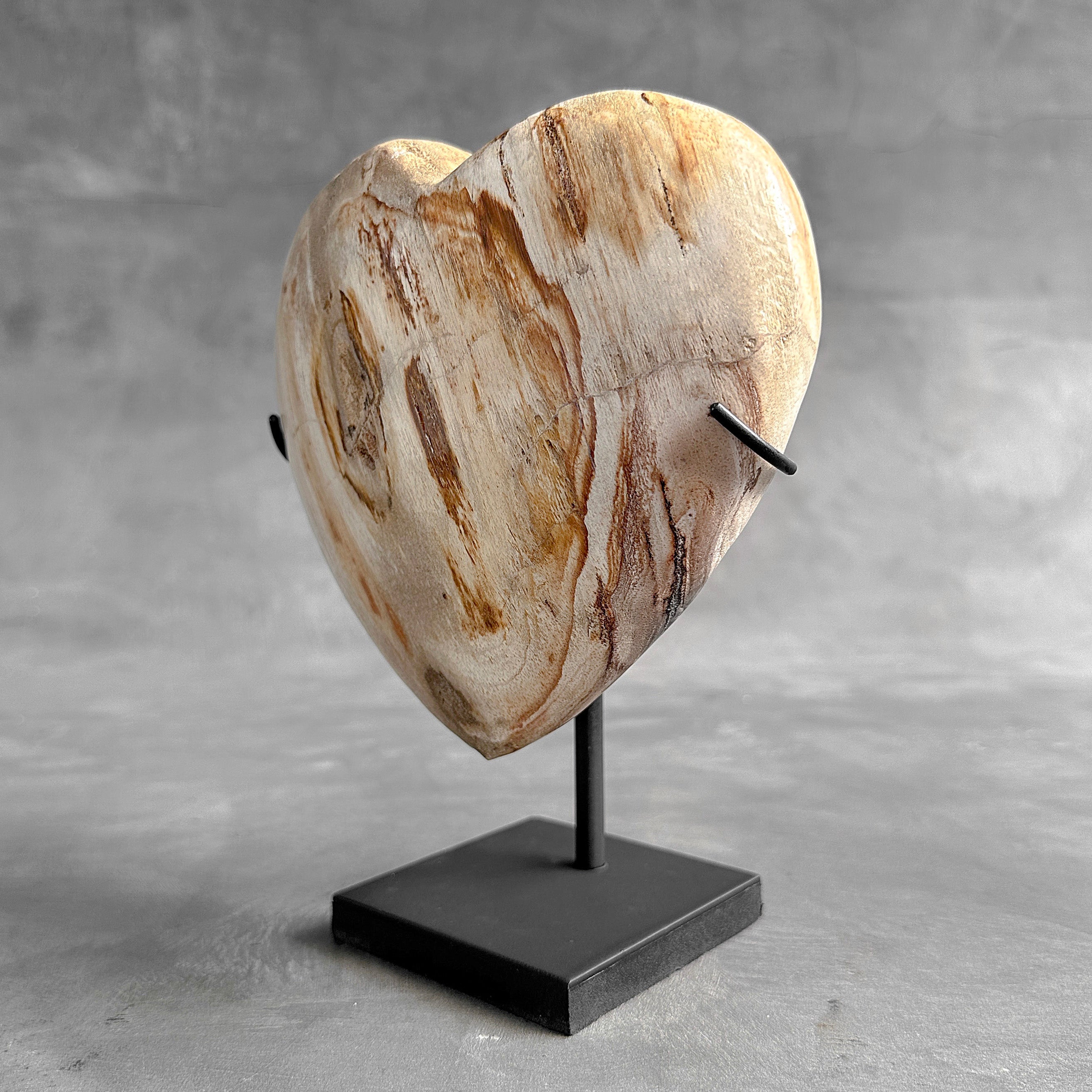 Wonderful Petrified Wood Heart-Shaped on a Custom Stand PWH/23/554