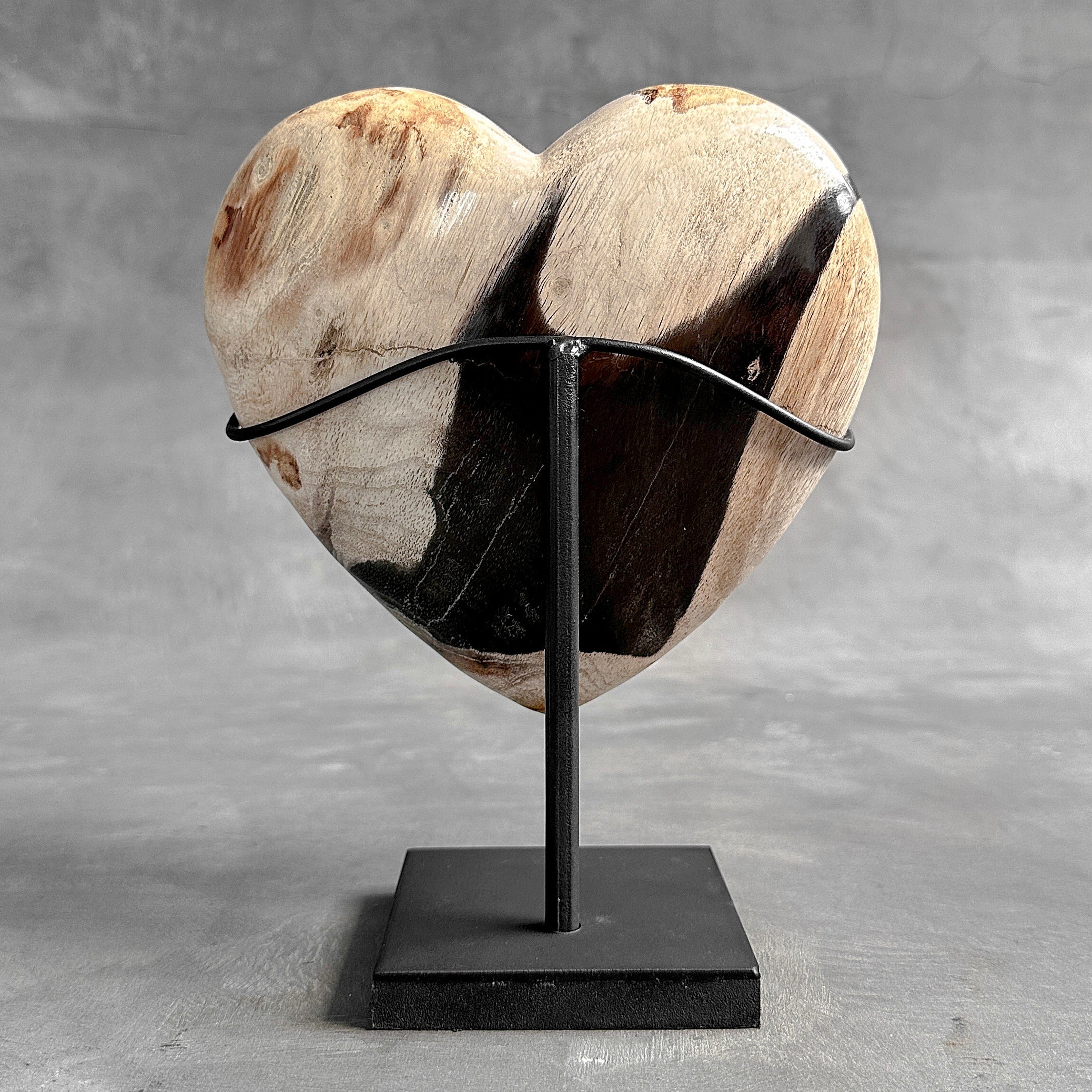 Wonderful Petrified Wood Heart-Shaped on a Custom Stand PWH/23/554