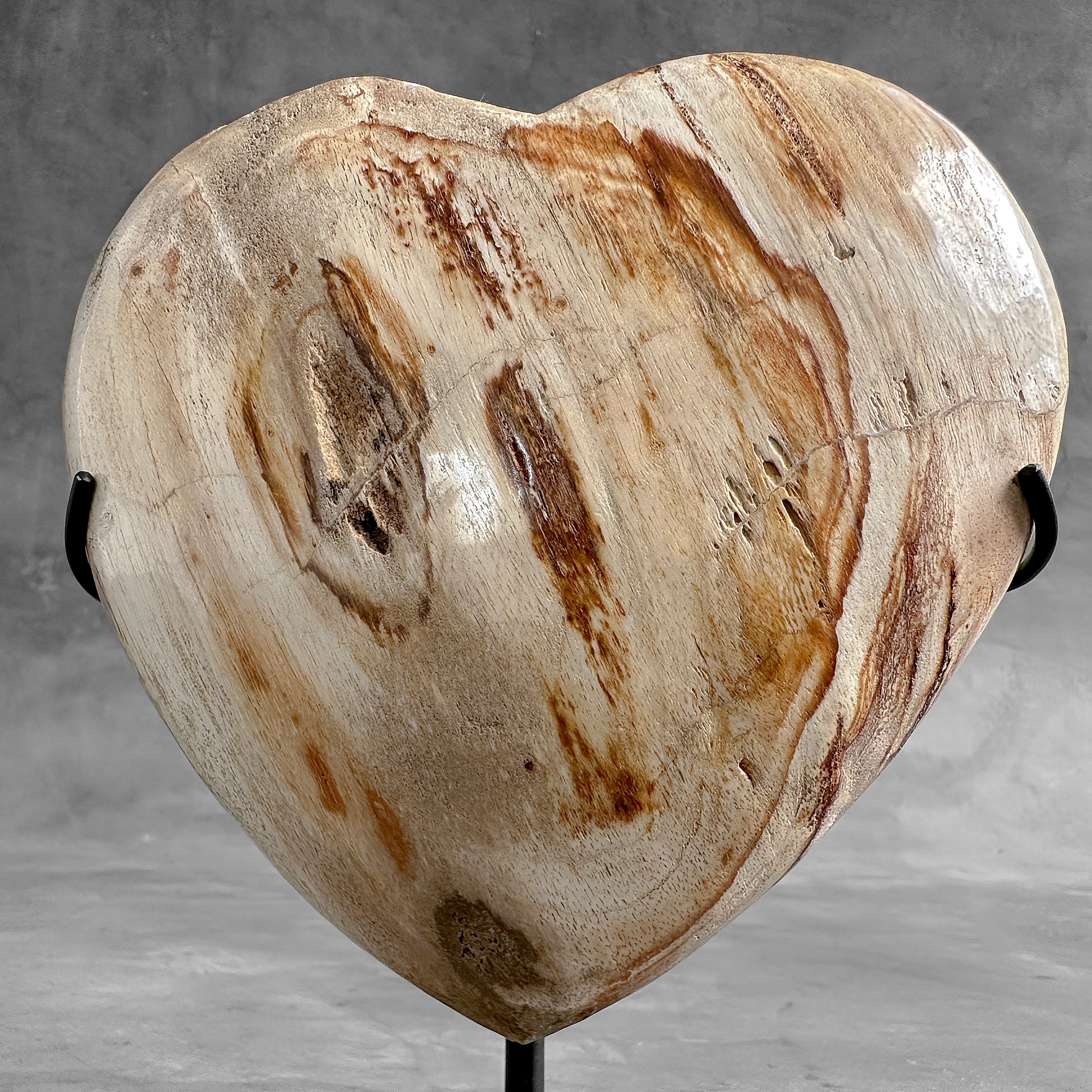 Wonderful Petrified Wood Heart-Shaped on a Custom Stand PWH/23/554