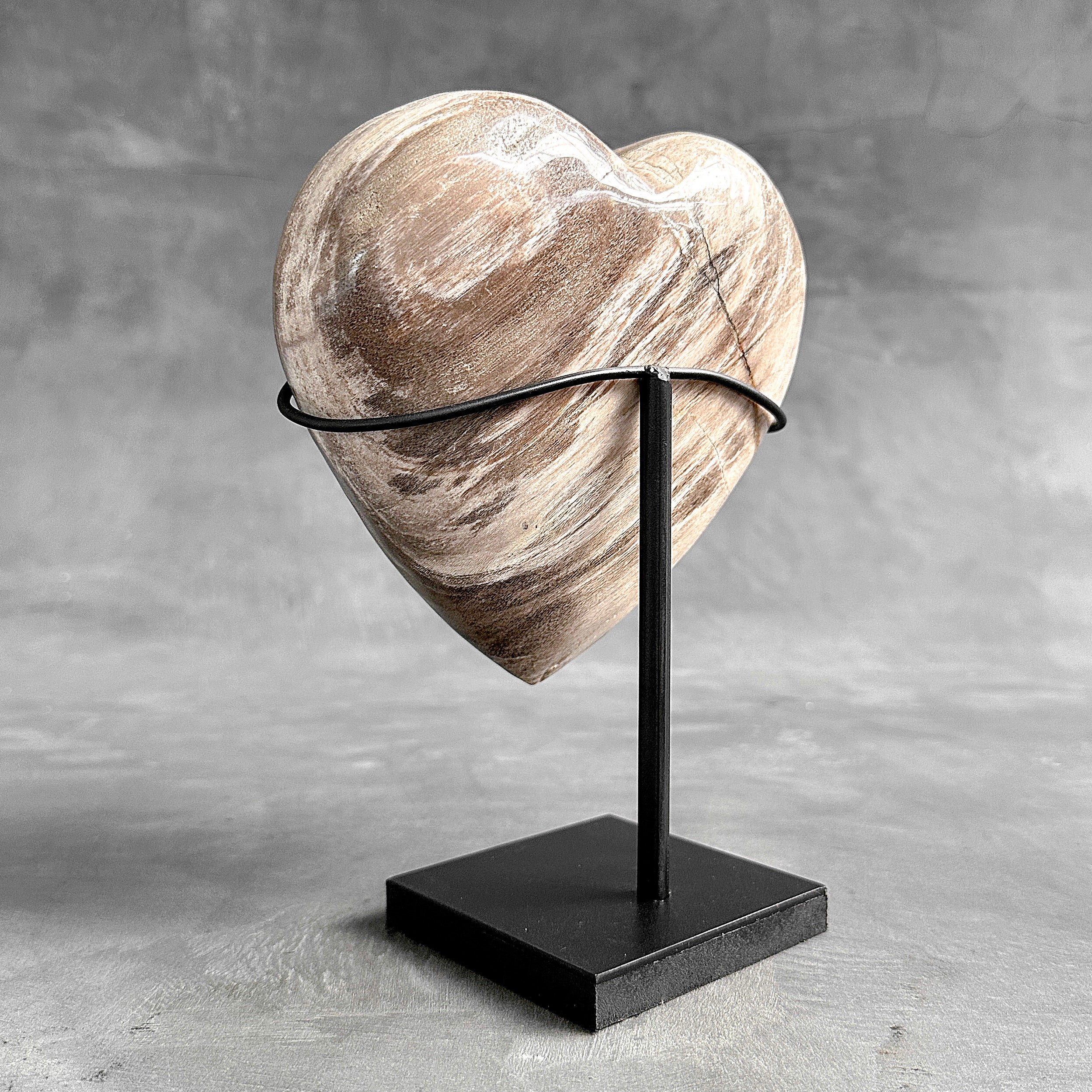 Wonderful Petrified Wood Heart-Shaped on a Custom Stand PWH/23/574