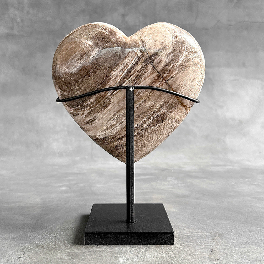 Wonderful Petrified Wood Heart-Shaped on a Custom Stand PWH/23/574