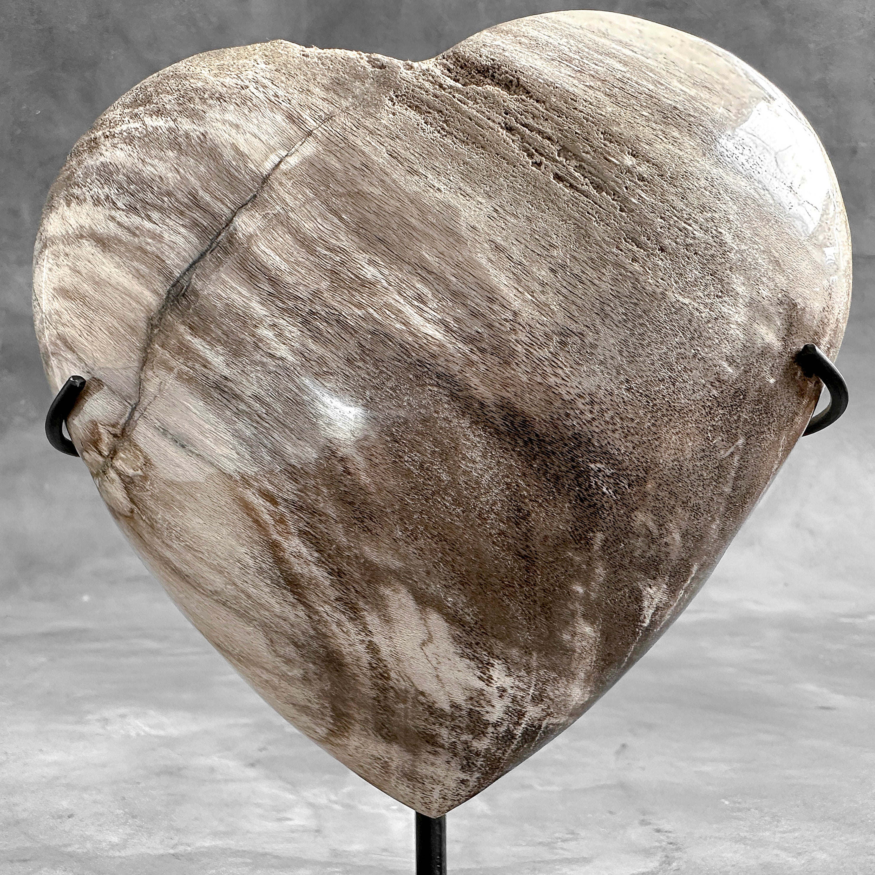 Wonderful Petrified Wood Heart-Shaped on a Custom Stand PWH/23/574