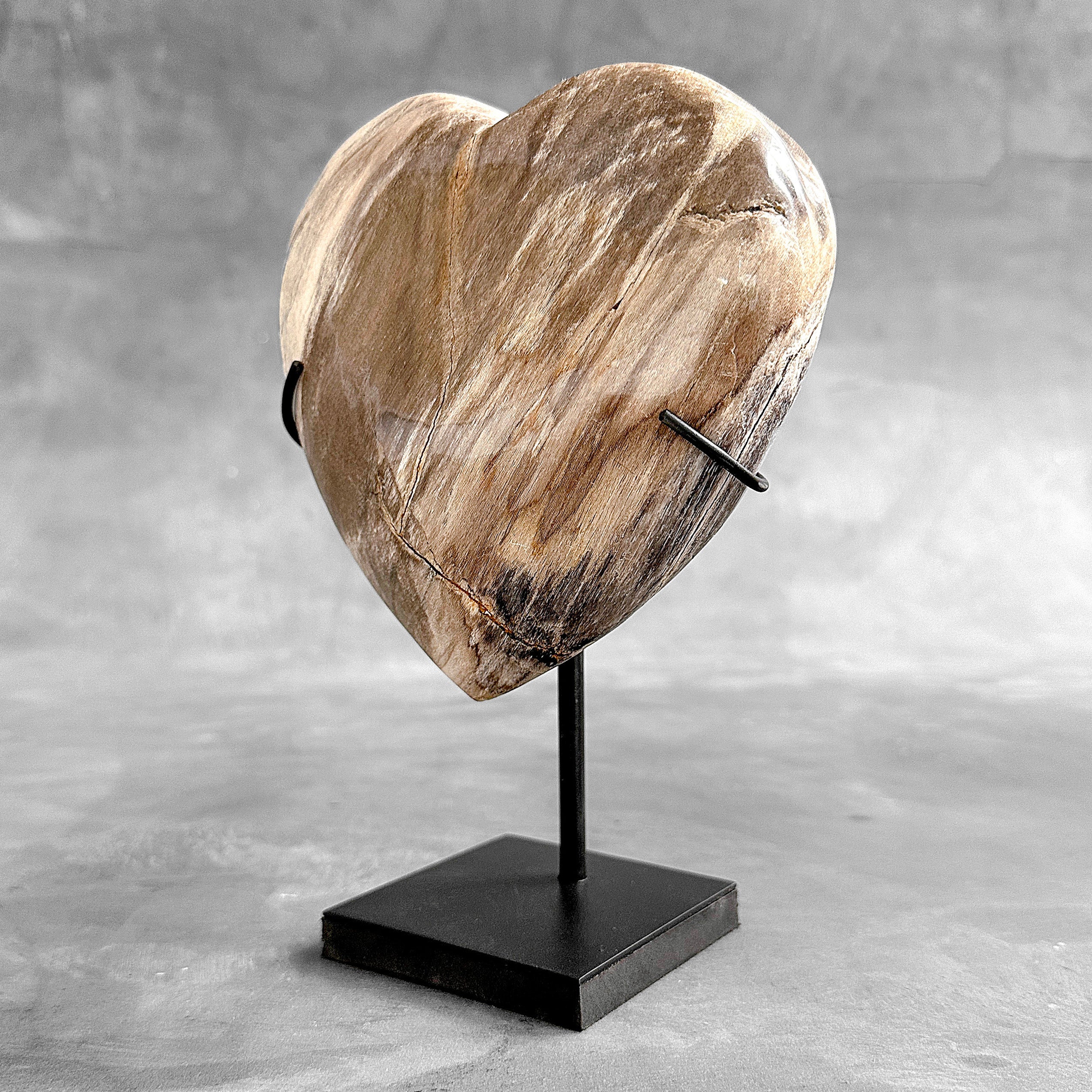 Wonderful Petrified Wood Heart-Shaped on a Custom Stand PWH/23/576