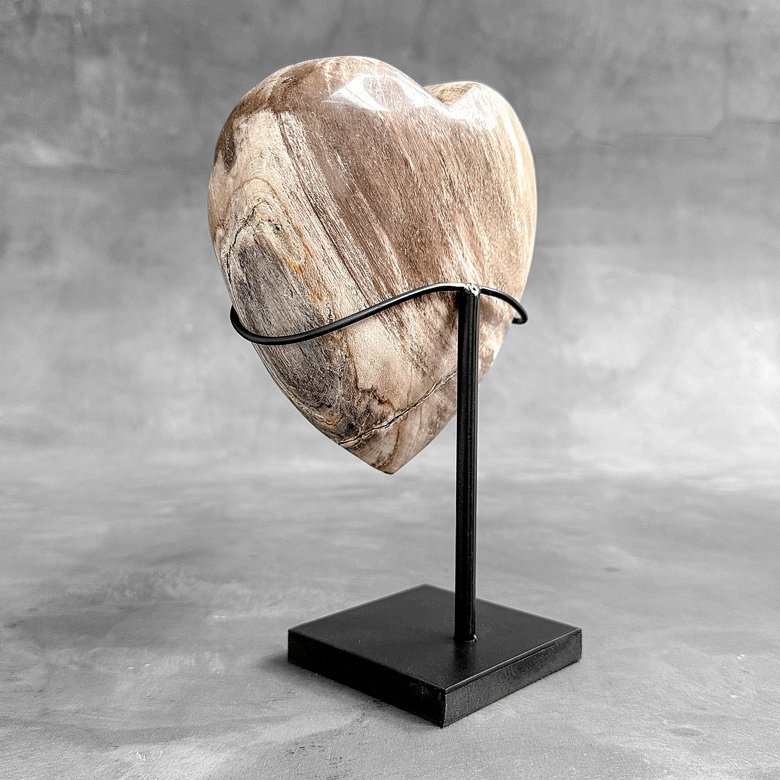 Wonderful Petrified Wood Heart-Shaped on a Custom Stand PWH/23/576