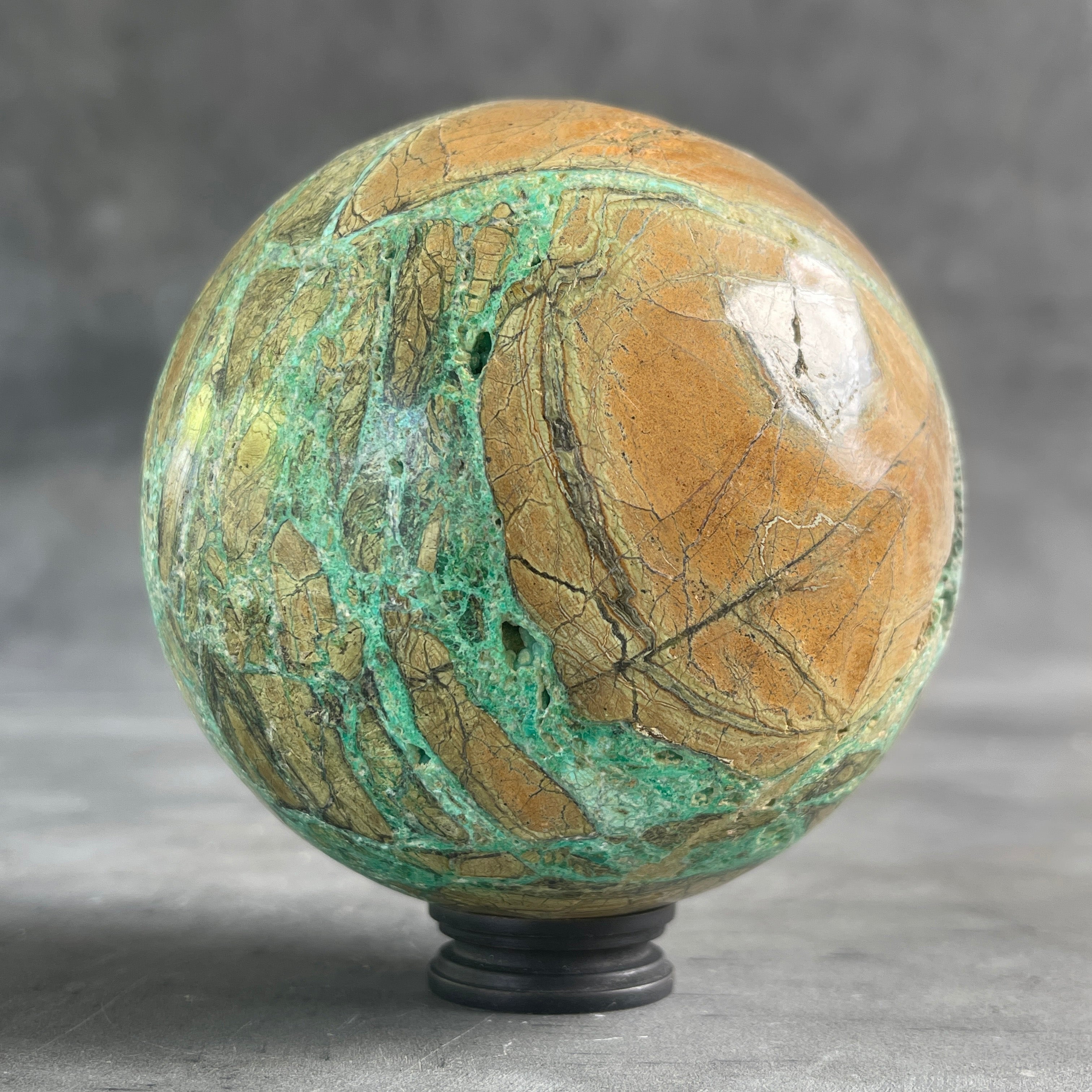 Wonderful Green Smithsonite Sphere on a Custom Stand PS/519