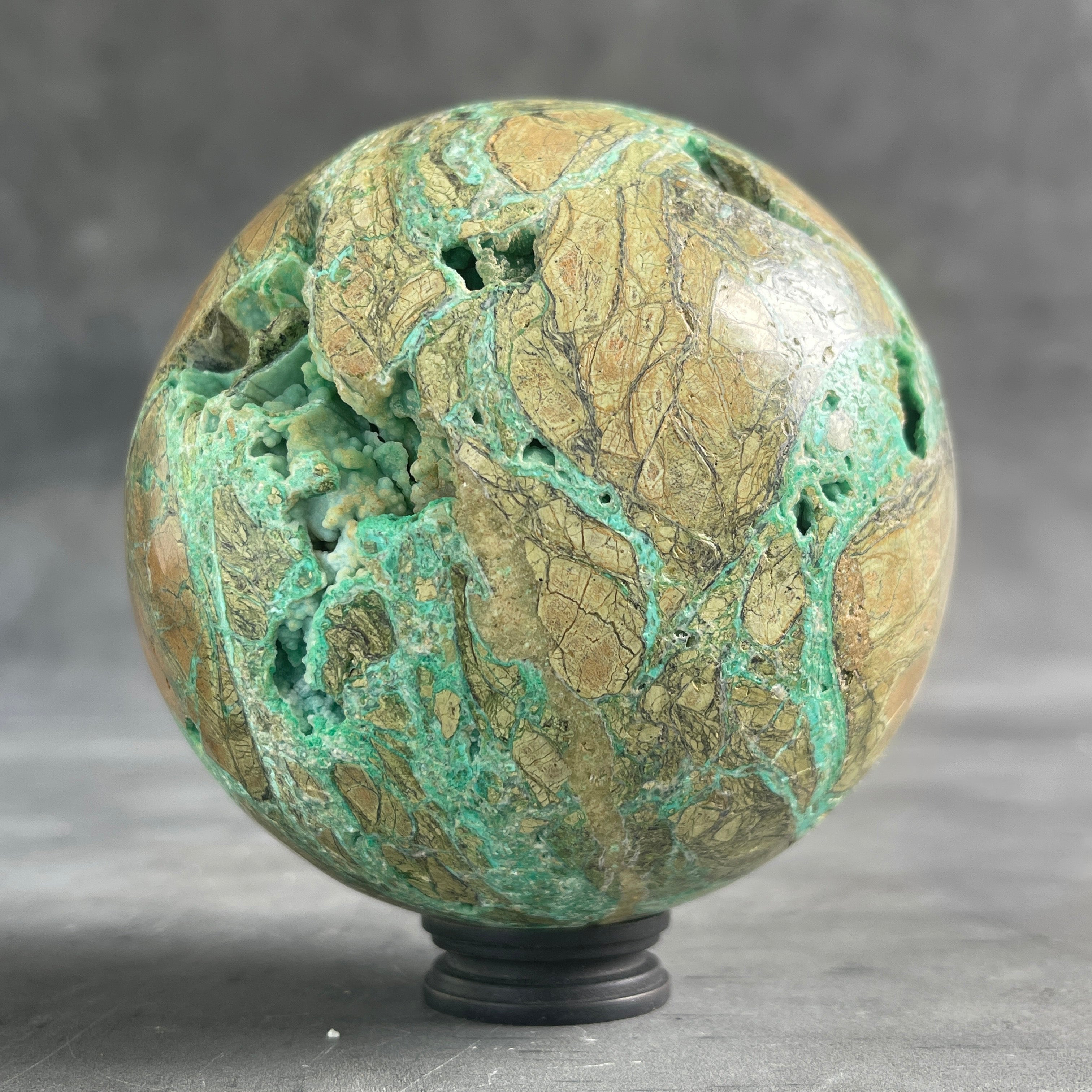 Wonderful Green Smithsonite Sphere on a Custom Stand PS/519