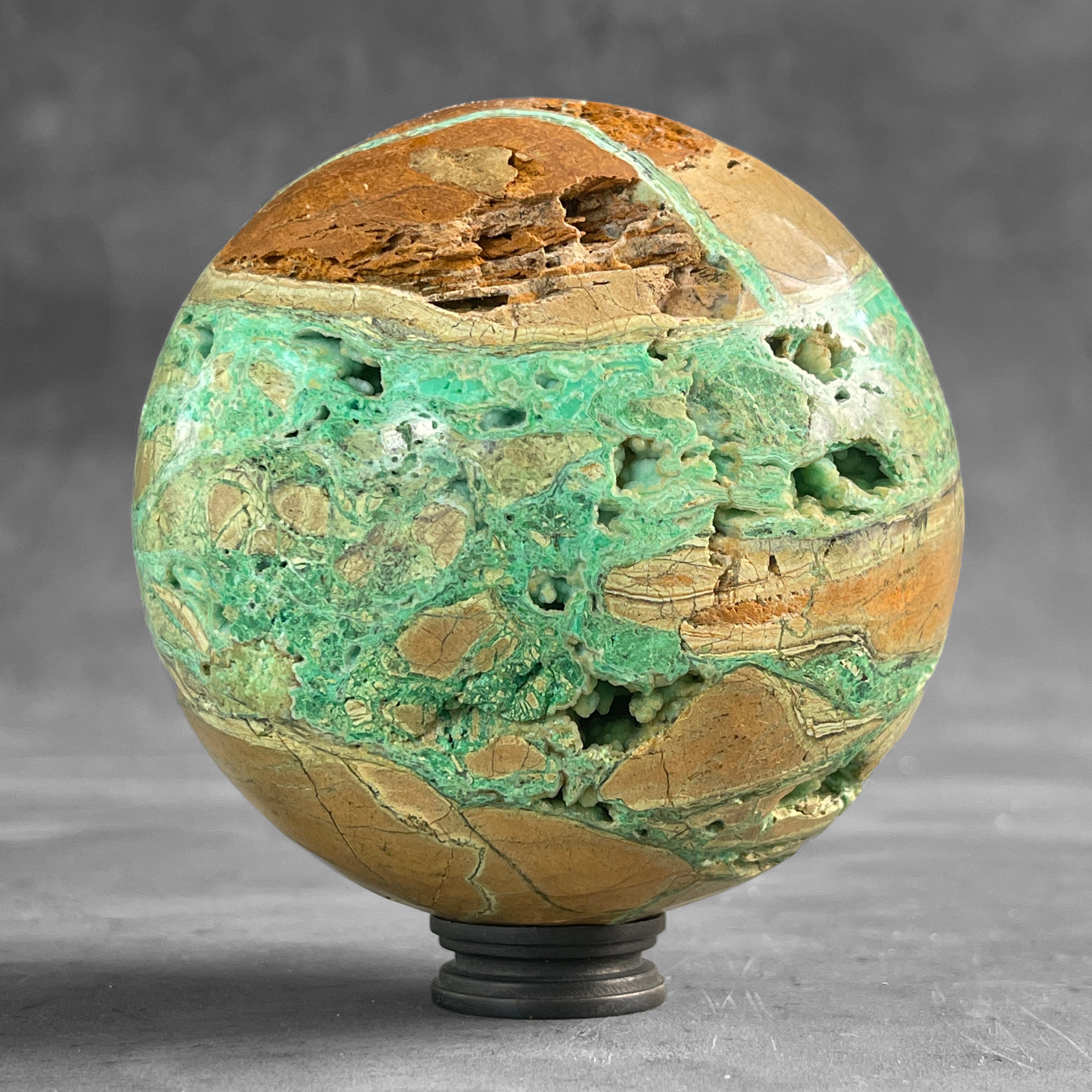 Wonderful Green Smithsonite Sphere on a Custom Stand PS/525