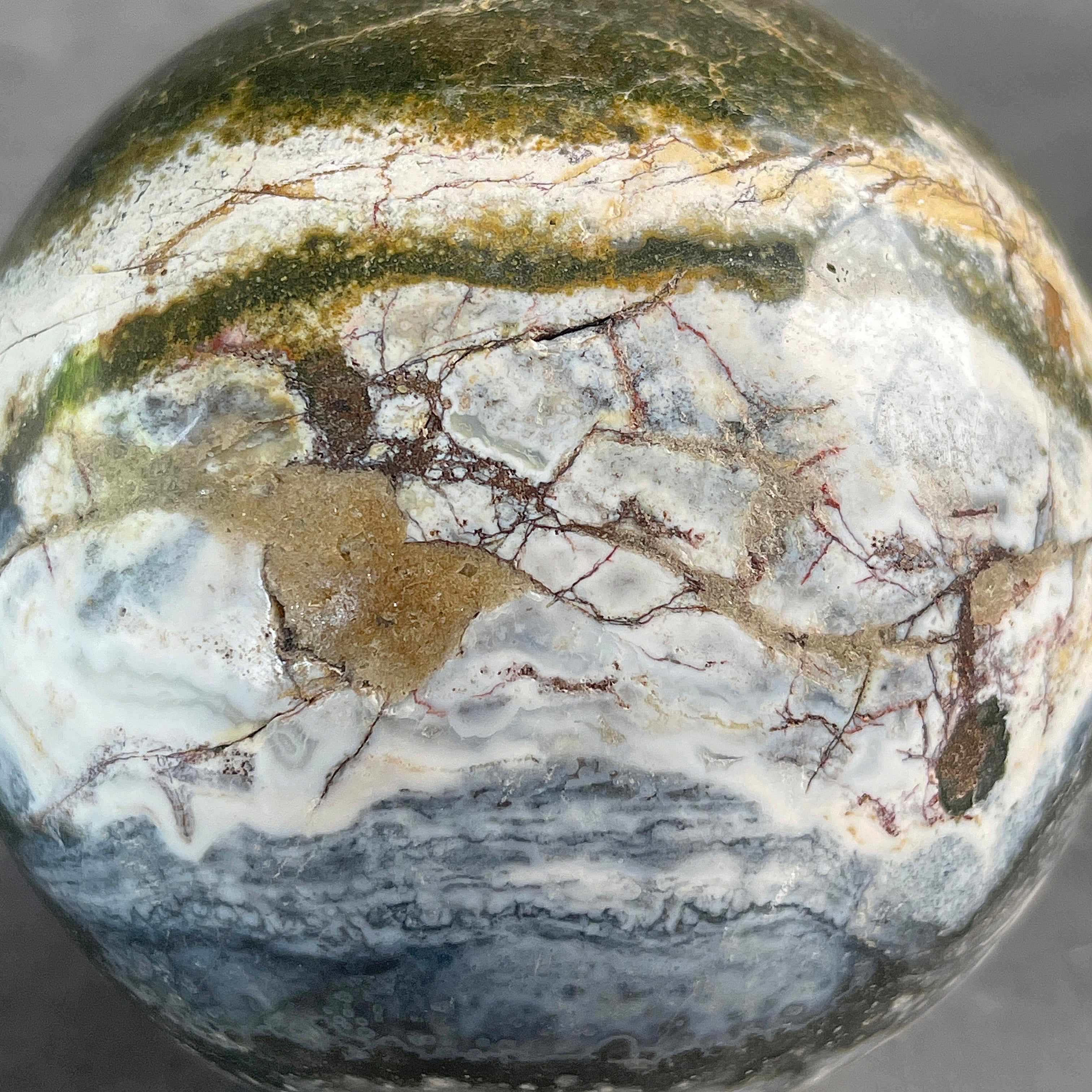 Wonderful Ocean Jasper Sphere on a Custom Stand PS/528