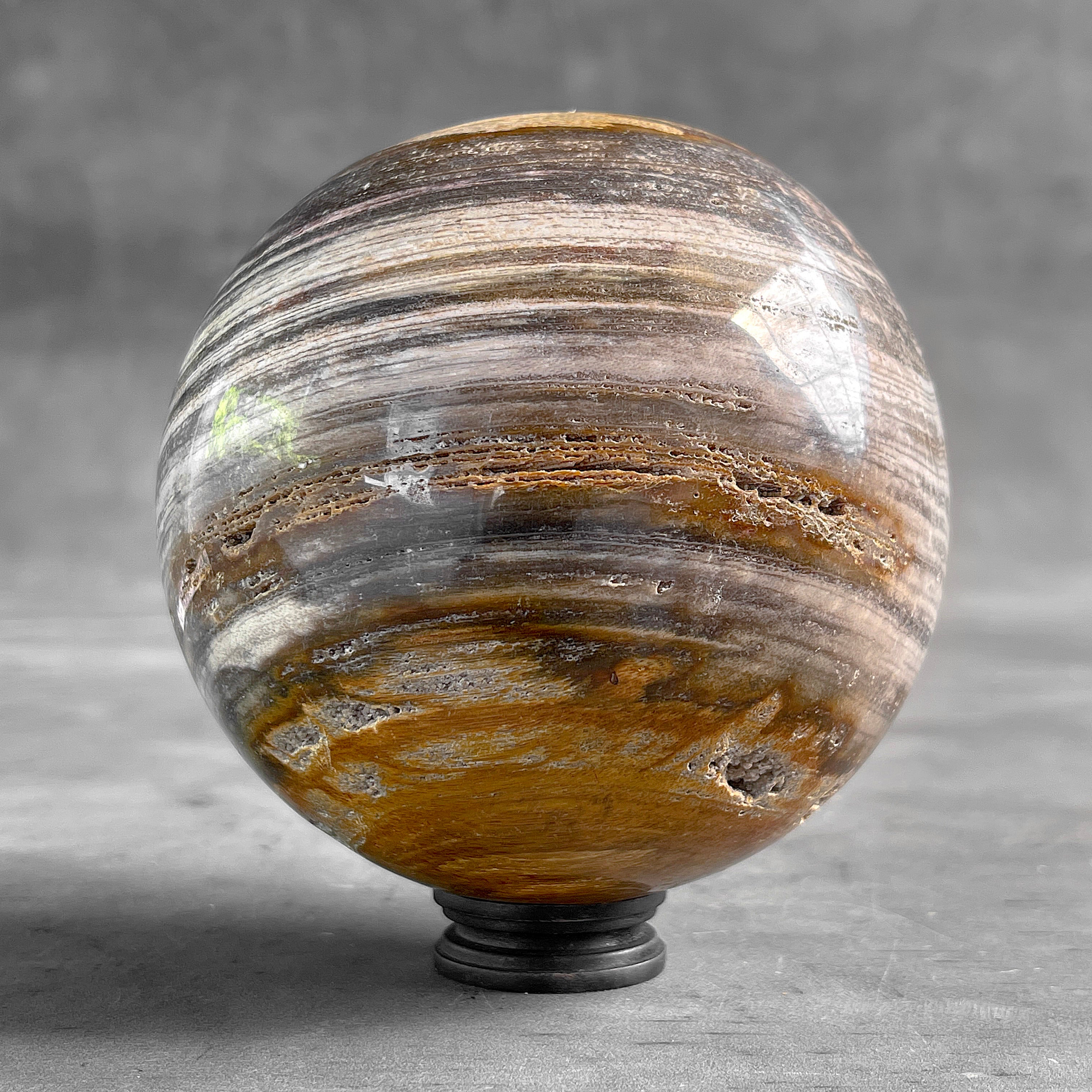 Wonderful Petrified Wood Sphere on a Custom Stand PS/533