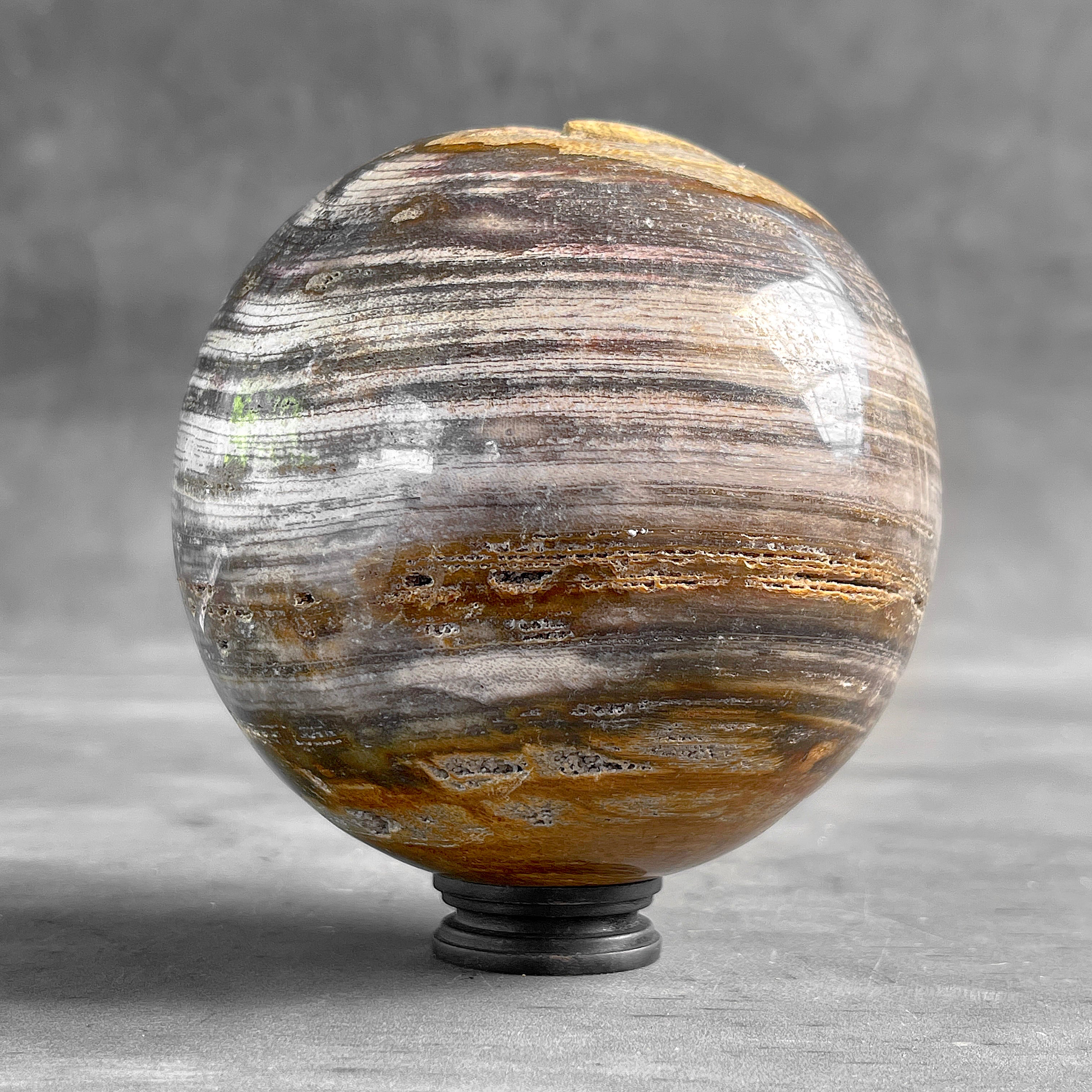 Wonderful Petrified Wood Sphere on a Custom Stand PS/533