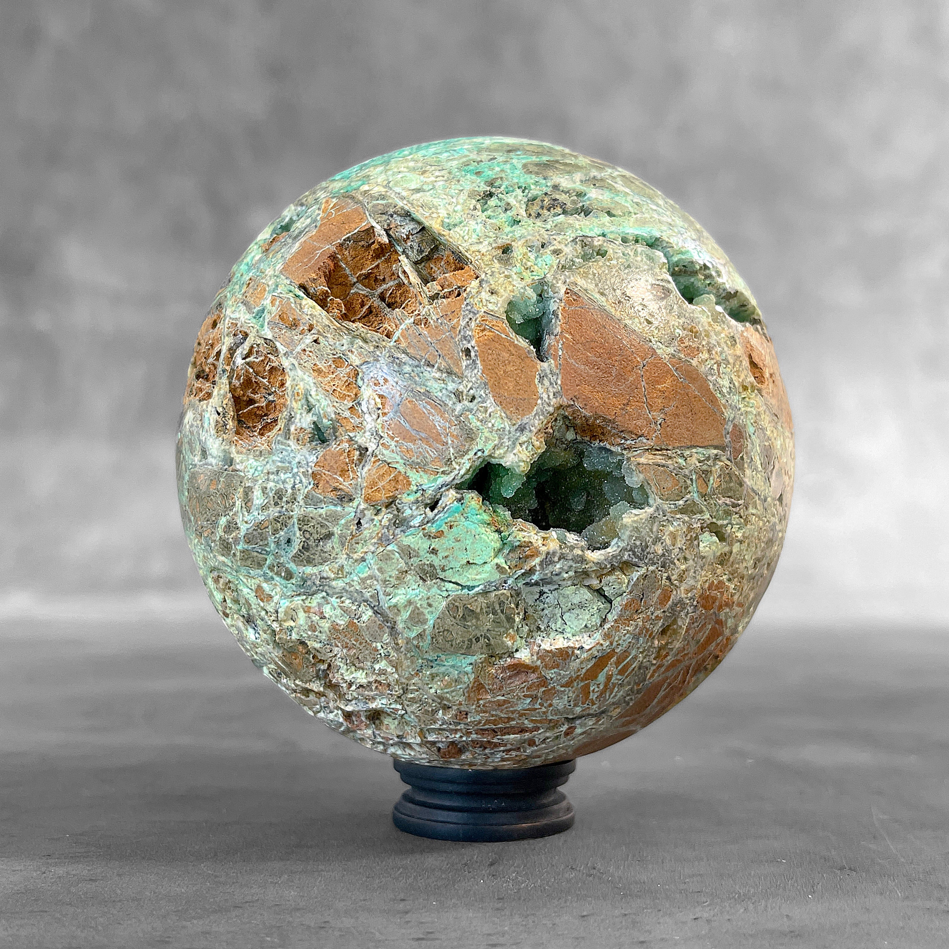 Wonderful Green Smithsonite Sphere on a Custom Stand PS/537