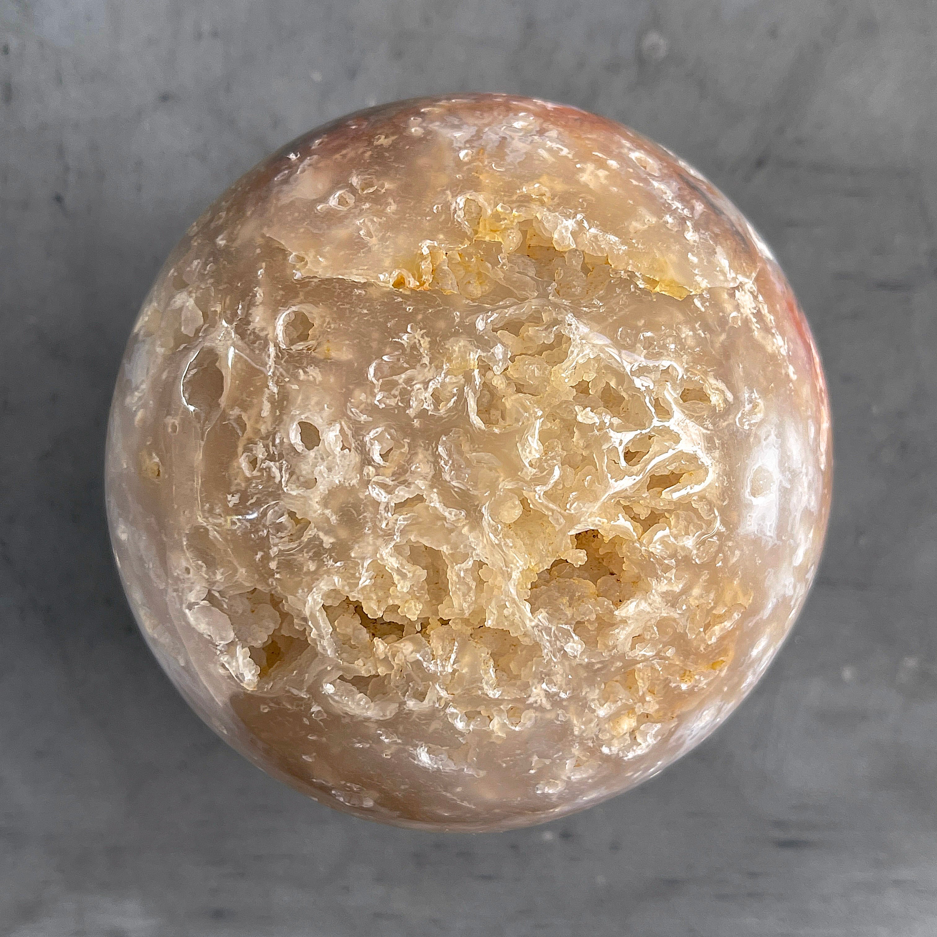 A Beautiful Sphere of Agatized Wood on Custom Stand PS/538