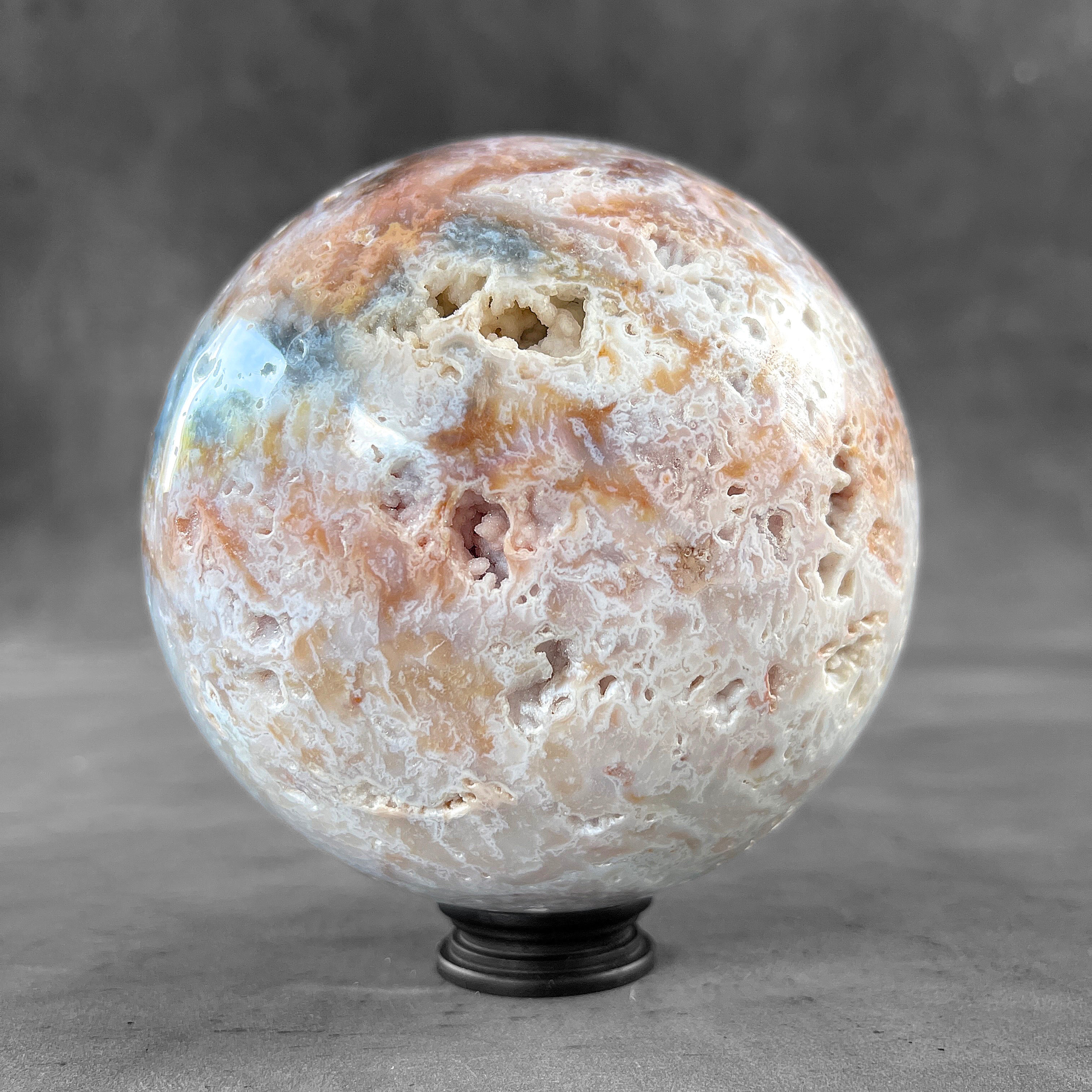 A Beautiful Lace Agate Sphere on a Custom Stand PS/564