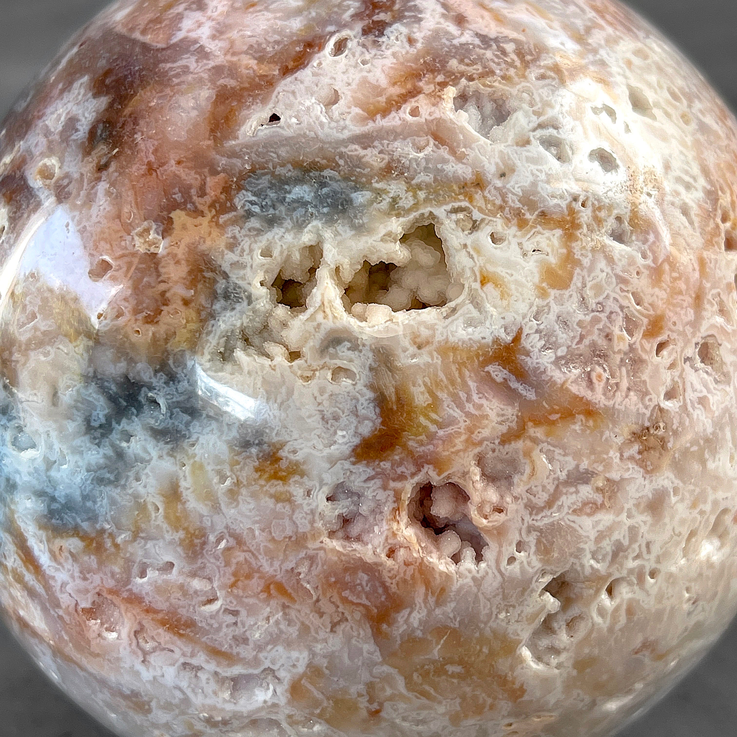 A Beautiful Lace Agate Sphere on a Custom Stand PS/564