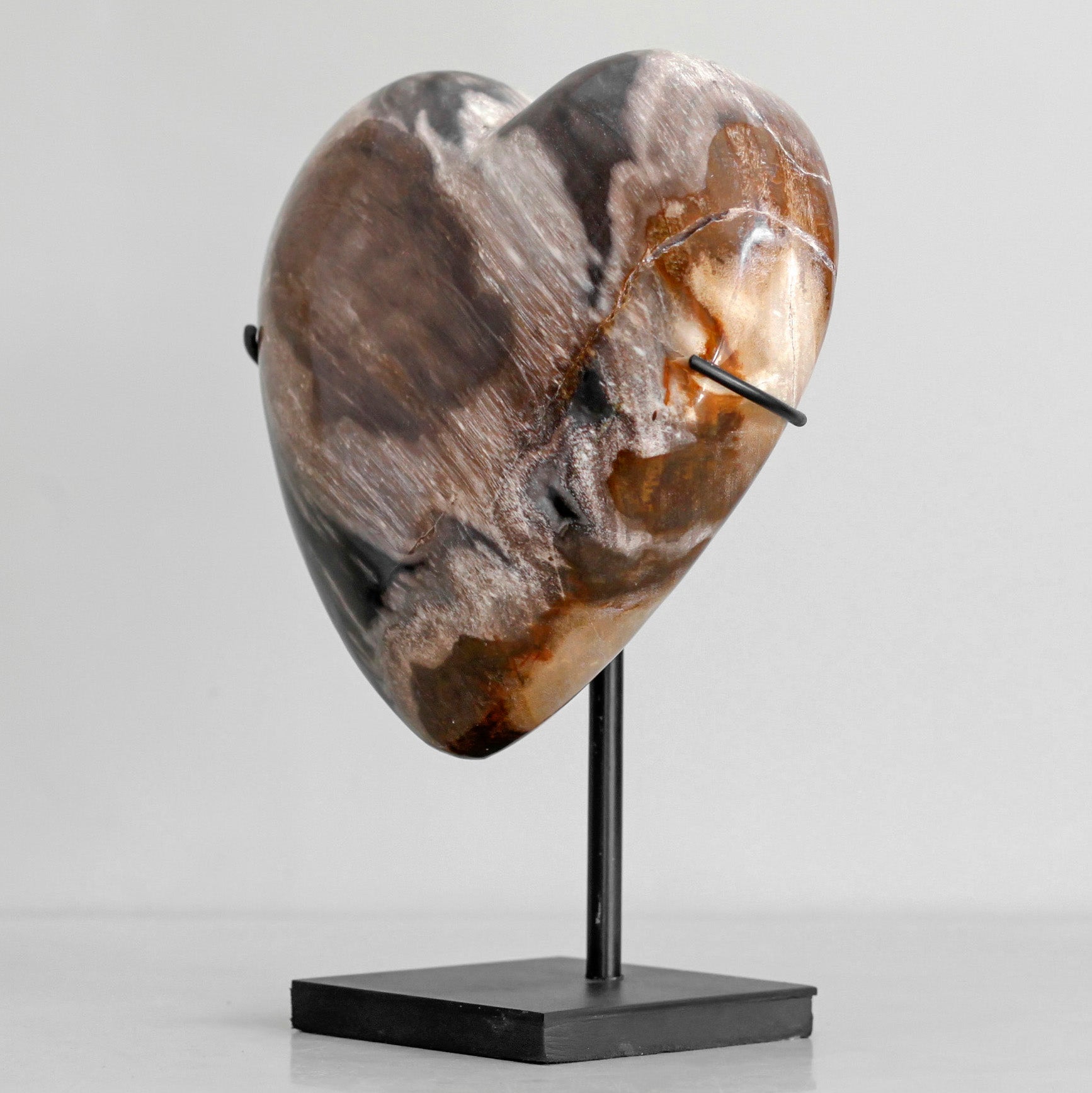 Wonderful Petrified Wood Heart-Shaped on a Custom Stand PWH/105