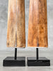Pair of Natural Tusks on Stand – Rustic Tribal Decor, Bone Sculpture, African Style Accent - Tusk,A/043