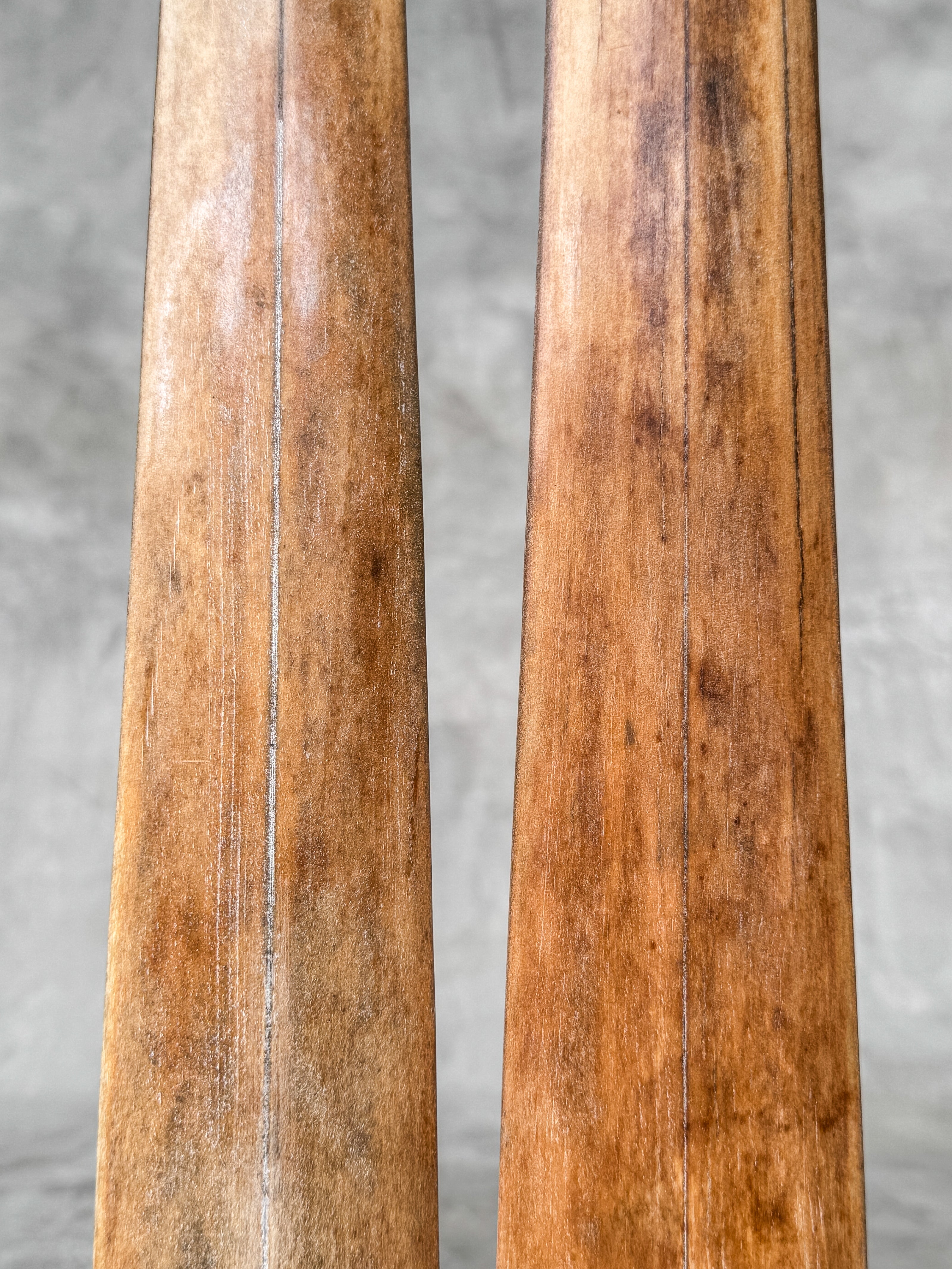 Pair of Natural Tusks on Stand – Rustic Tribal Decor, Bone Sculpture, African Style Accent - Tusk,A/043