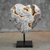 Stunning Heart Shape of Yellow Crystal Rock on a custom stand CH/011