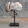 Stunning Heart Shape of Yellow Crystal Rock on a custom stand CH/011