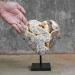 Stunning Heart Shape of Yellow Crystal Rock on a custom stand CH/011