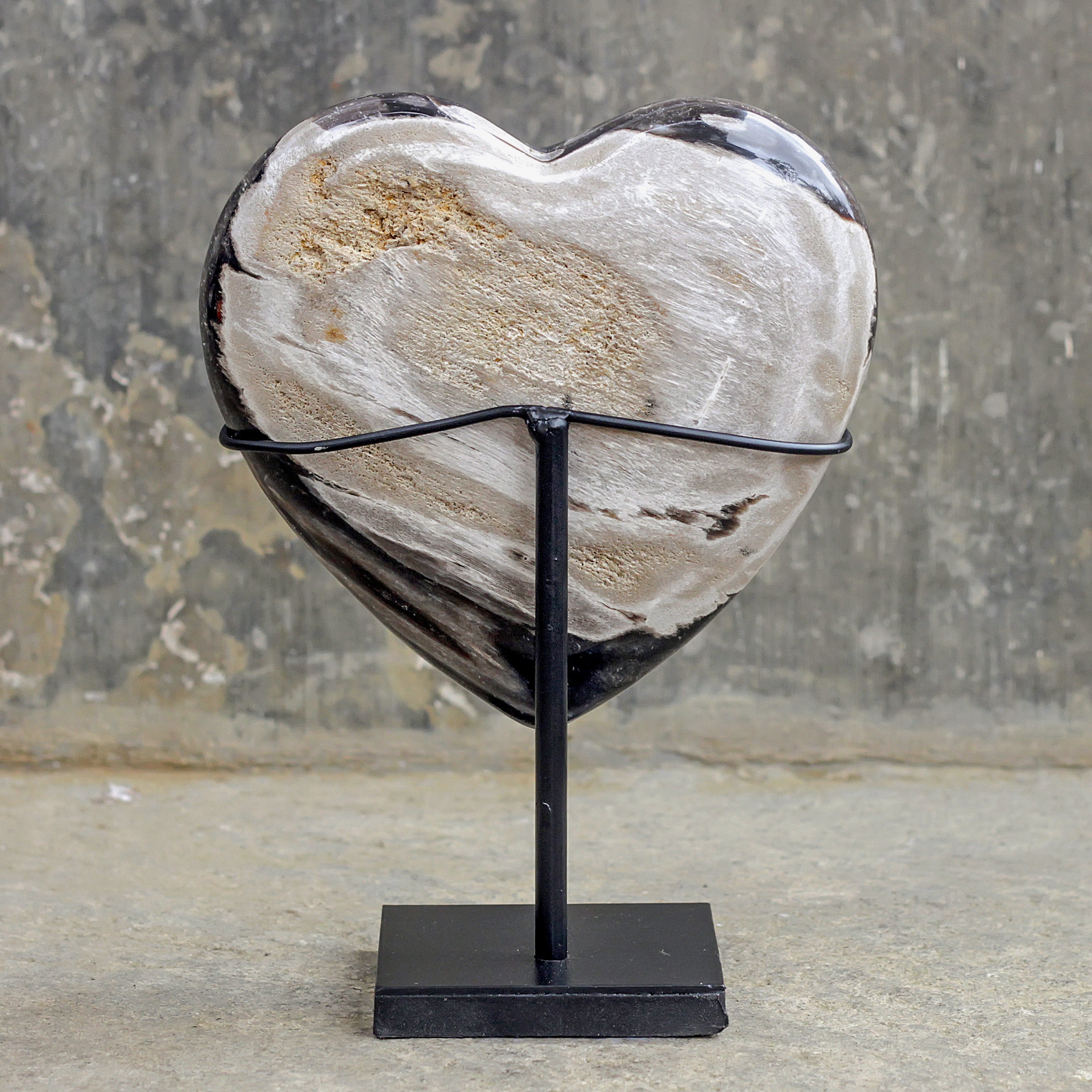 Wonderful Petrified Wood Heart-Shaped on a Custom Stand PWH/012