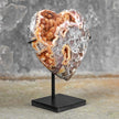 Stunning Heart Shape of Yellow Crystal Rock on a custom stand CH/014