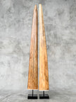 Pair of Natural Tusks on Stand – Rustic Tribal Decor, Bone Sculpture, African Style Accent - Tusk,A/042