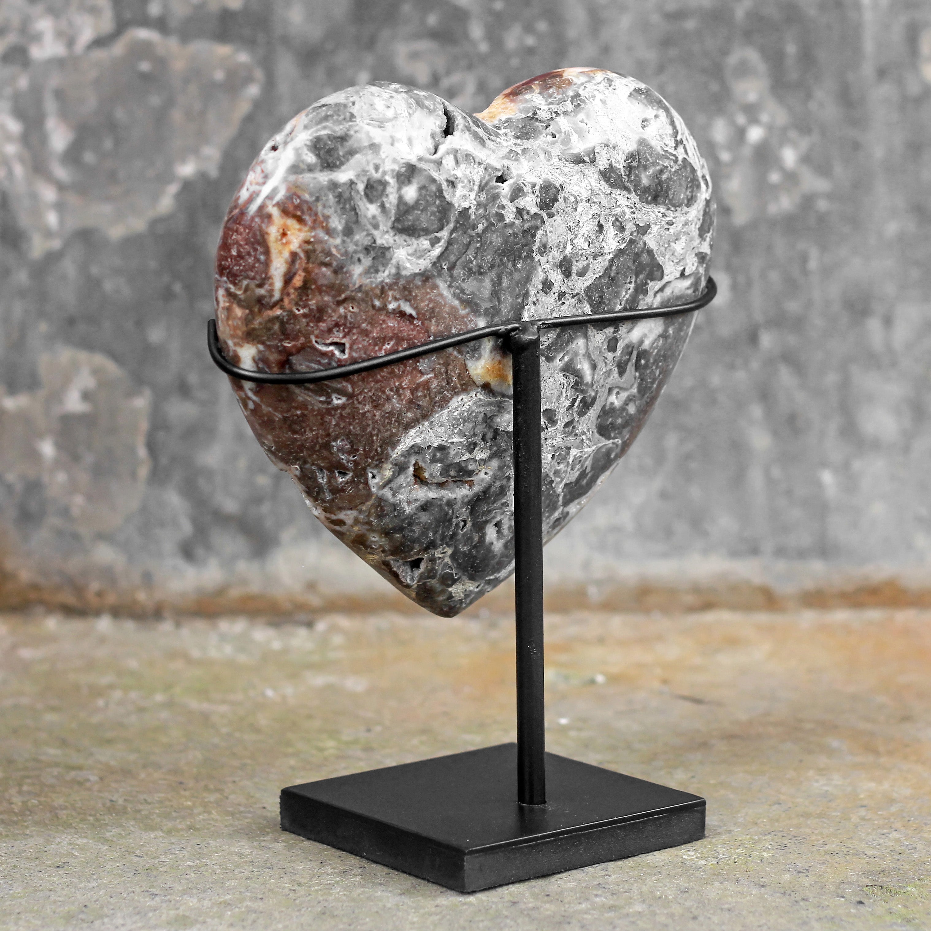 Stunning Heart Shape of Yellow Crystal Rock on a custom stand CH/014