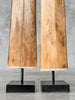 Pair of Natural Tusks on Stand – Rustic Tribal Decor, Bone Sculpture, African Style Accent - Tusk,A/042