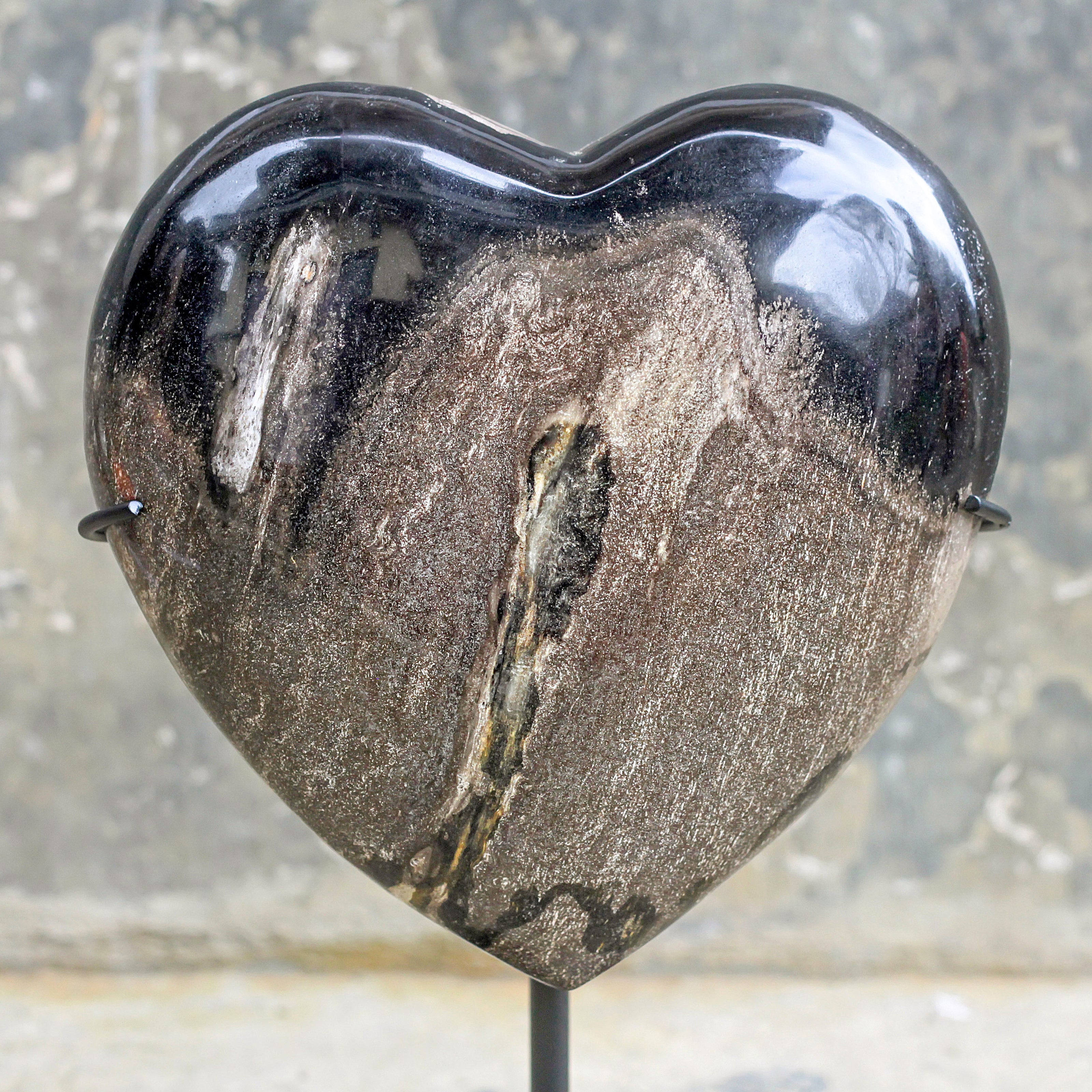 Wonderful Petrified Wood Heart-Shaped on a Custom Stand PWH/013