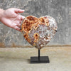 Stunning Heart Shape of Yellow Crystal Rock on a custom stand CH/014