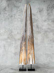 Pair of Natural Tusks on Stand – Rustic Tribal Decor, Bone Sculpture, African Style Accent - Tusk,A/042
