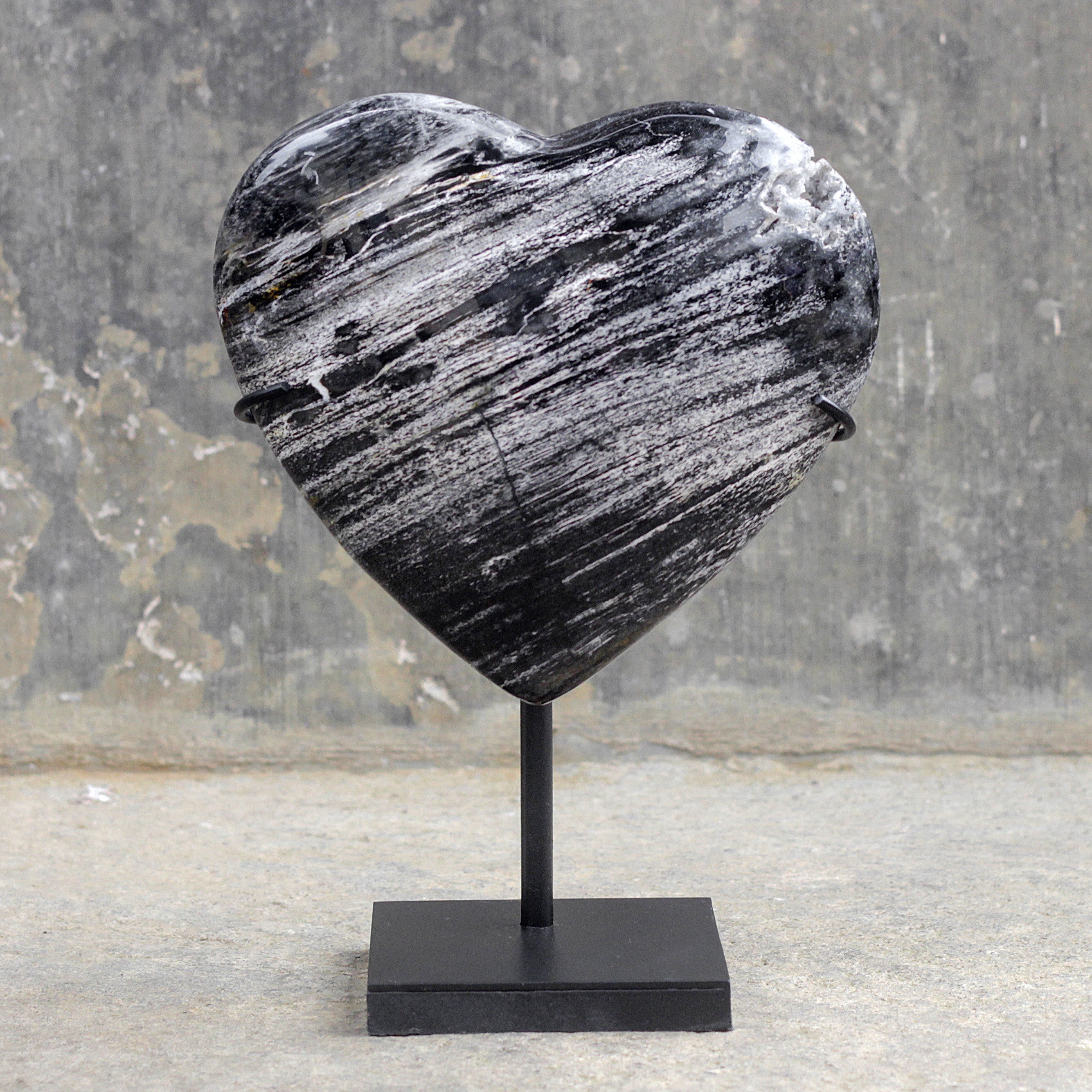 Wonderful Petrified Wood Heart-Shaped on a Custom Stand PWH/022