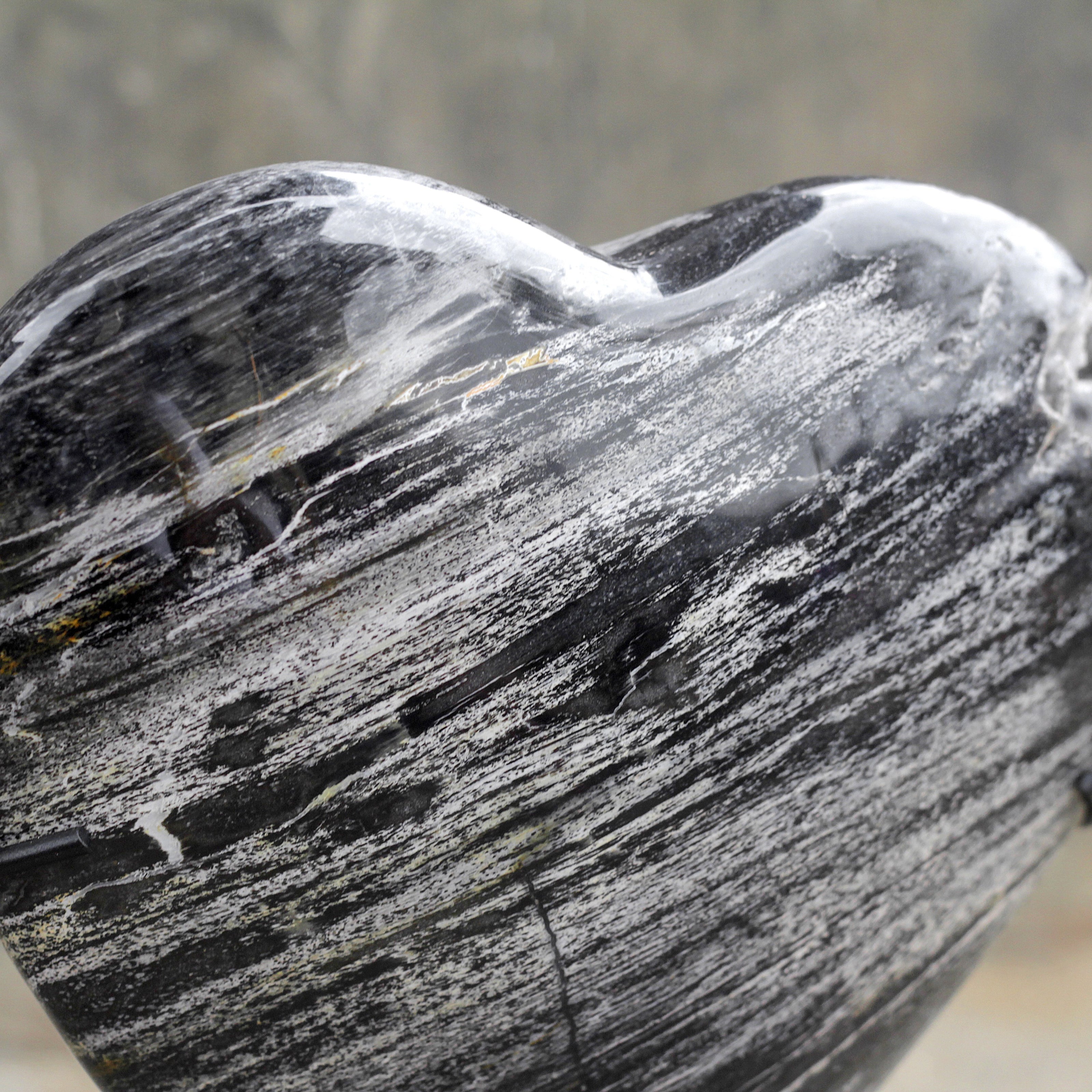 Wonderful Petrified Wood Heart-Shaped on a Custom Stand PWH/022