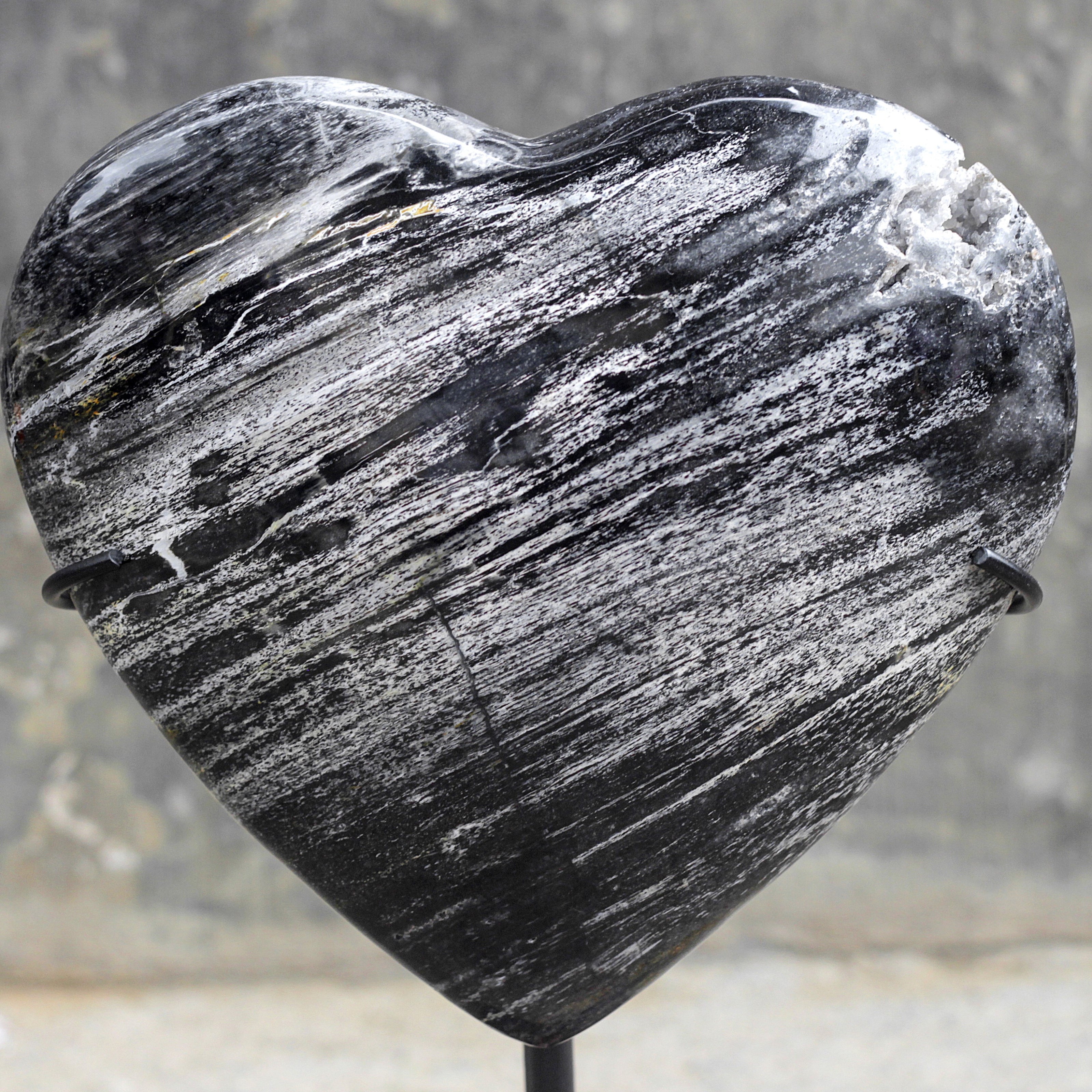 Wonderful Petrified Wood Heart-Shaped on a Custom Stand PWH/022