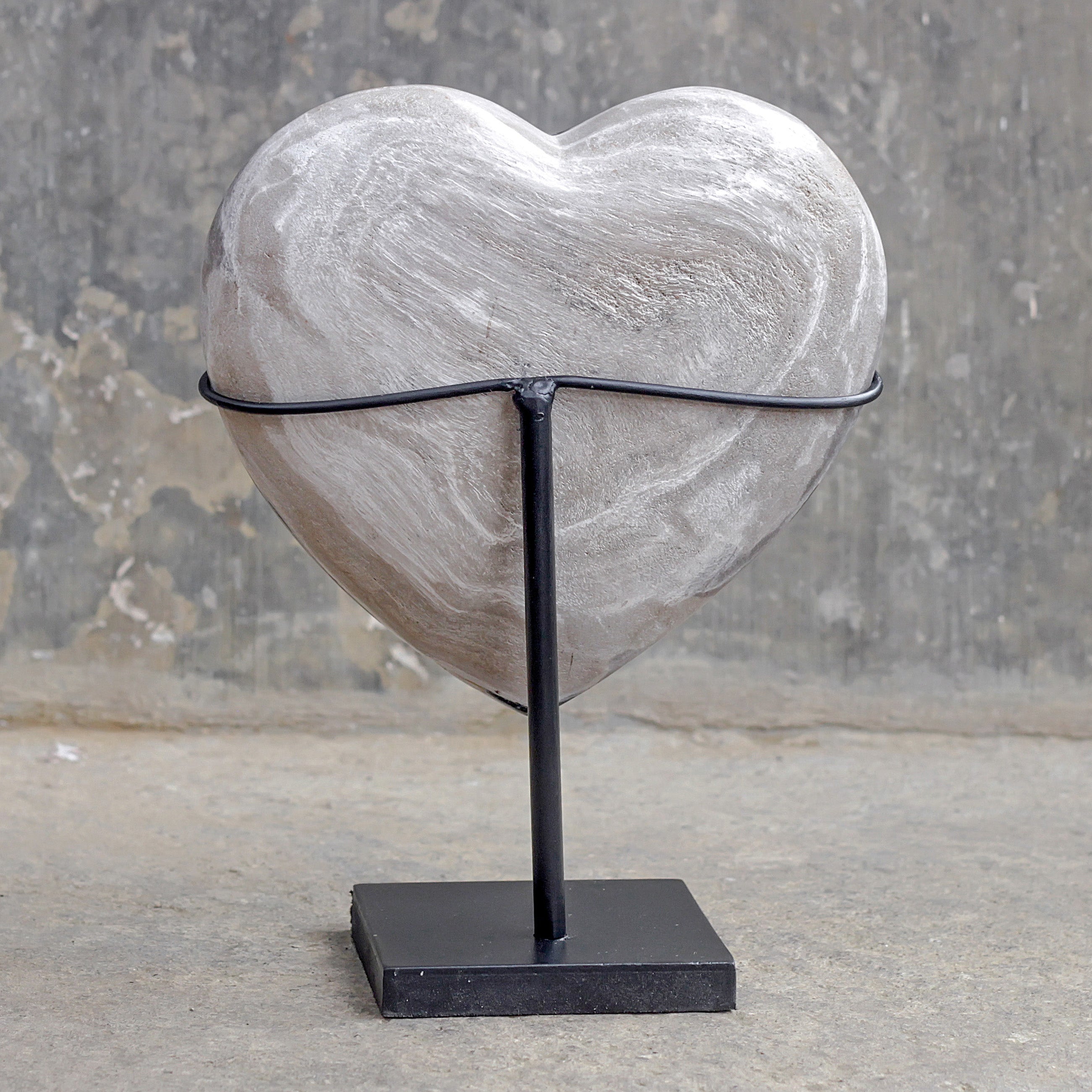 Wonderful Petrified Wood Heart-Shaped on a Custom Stand PWH/025