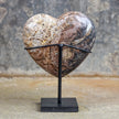 Stunning Heart Shape of Yellow Crystal Rock on a custom stand CH/018