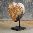 Stunning Heart Shape of Yellow Crystal Rock on a custom stand CH/018