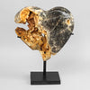 Stunning Heart Shape of Yellow Crystal Rock on a custom stand CH/015