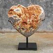 Stunning Heart Shape of Yellow Crystal Rock on a custom stand CH/019