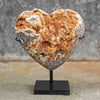 Stunning Heart Shape of Yellow Crystal Rock on a custom stand CH/019