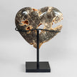 Stunning Heart Shape of Yellow Crystal Rock on a custom stand CH/015