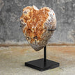 Stunning Heart Shape of Yellow Crystal Rock on a custom stand CH/019