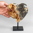 Stunning Heart Shape of Yellow Crystal Rock on a custom stand CH/015