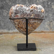 Stunning Heart Shape of Yellow Crystal Rock on a custom stand CH/019