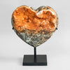 Stunning Heart Shape of Yellow Crystal Rock on a custom stand CH/013