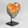 Stunning Heart Shape of Yellow Crystal Rock on a custom stand CH/013