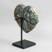 Stunning Heart Shape of Yellow Crystal Rock on a custom stand CH/013